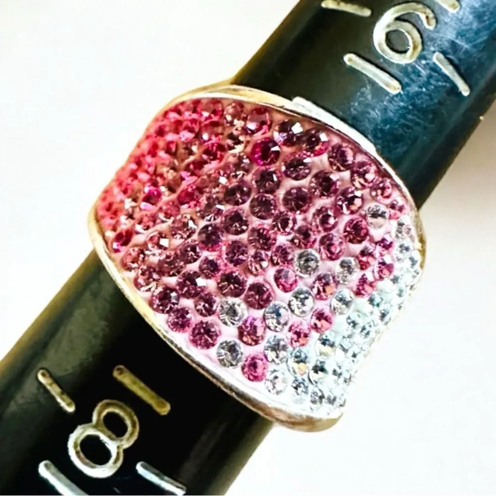 Stunning Swarovski Crystal Wide Band Ring - Sterling Silver 925 AU size 7